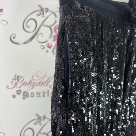 24hrs pants sparkly shimmer sequins embroidered shiny Black Sequin Pants - Picture 6 of 8